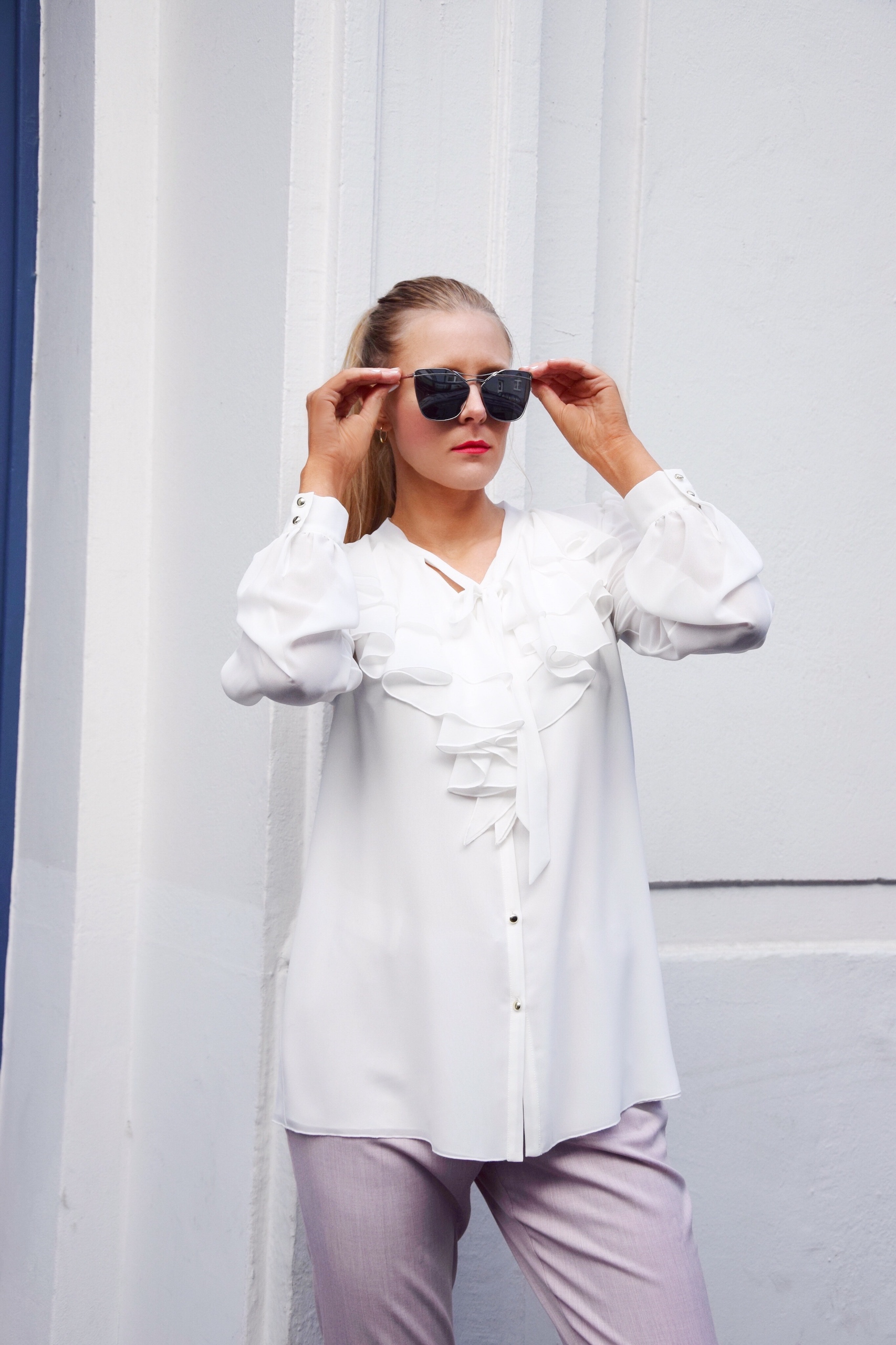 Bluse Aus Chiffon Mit Ruschen Weiss Maja Waleska De