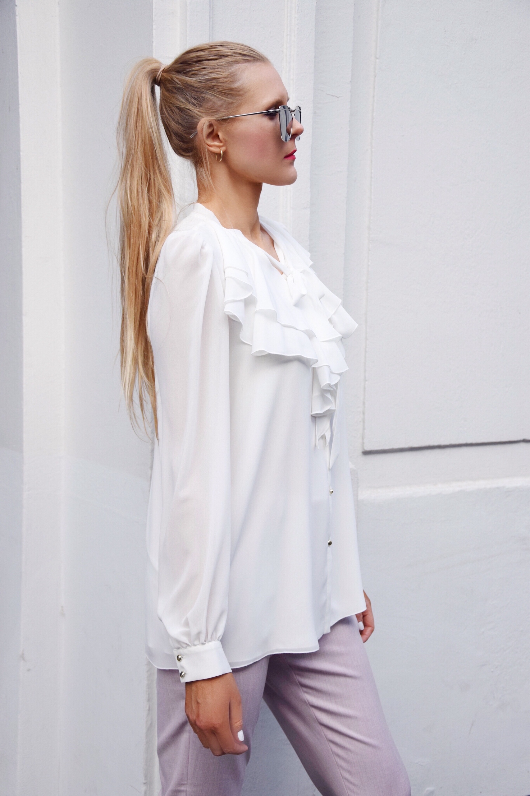 Bluse Aus Chiffon Mit Ruschen Weiss Maja Waleska De